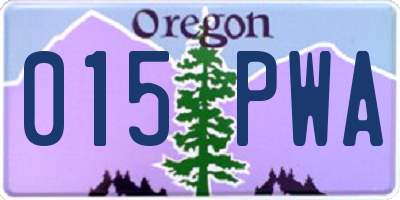 OR license plate 015PWA