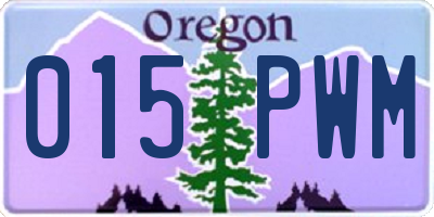 OR license plate 015PWM