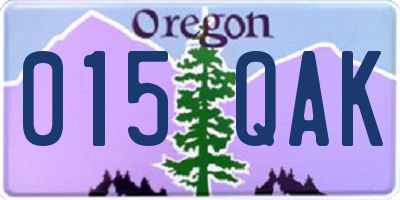 OR license plate 015QAK