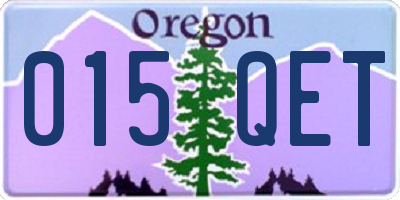 OR license plate 015QET