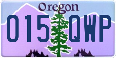 OR license plate 015QWP
