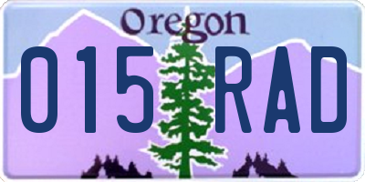 OR license plate 015RAD