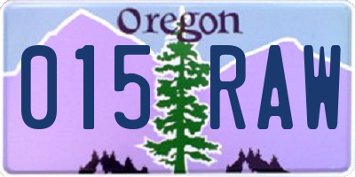 OR license plate 015RAW