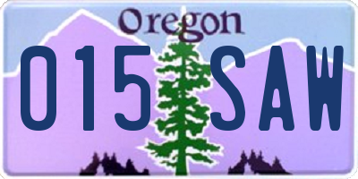 OR license plate 015SAW