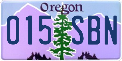 OR license plate 015SBN