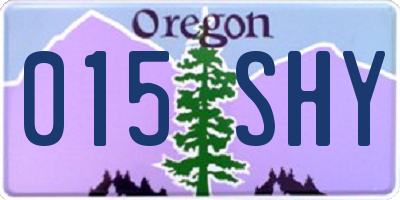 OR license plate 015SHY