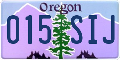 OR license plate 015SIJ