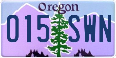 OR license plate 015SWN