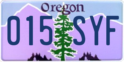 OR license plate 015SYF