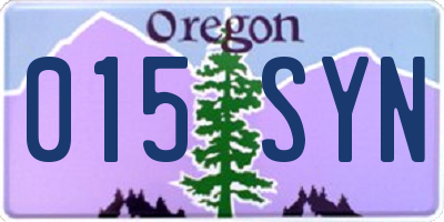 OR license plate 015SYN