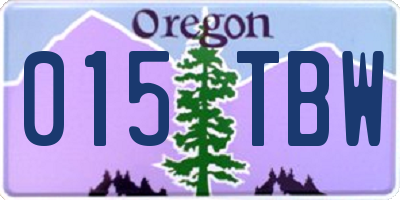 OR license plate 015TBW