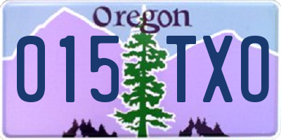 OR license plate 015TXO