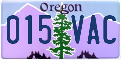 OR license plate 015VAC