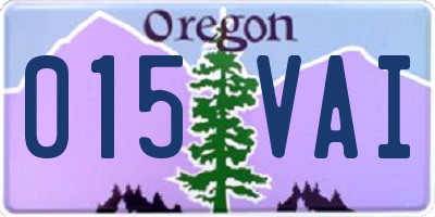 OR license plate 015VAI