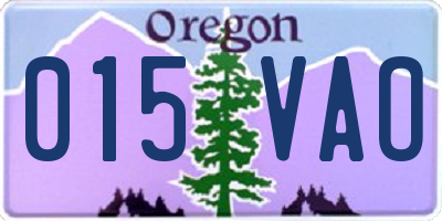OR license plate 015VAO