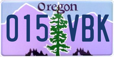 OR license plate 015VBK