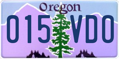 OR license plate 015VDO