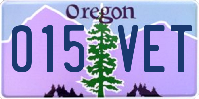 OR license plate 015VET