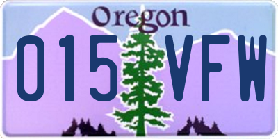 OR license plate 015VFW