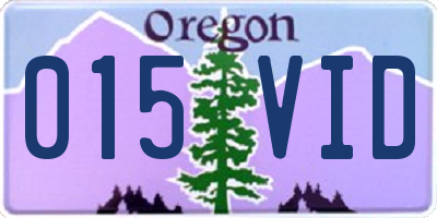 OR license plate 015VID