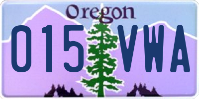 OR license plate 015VWA