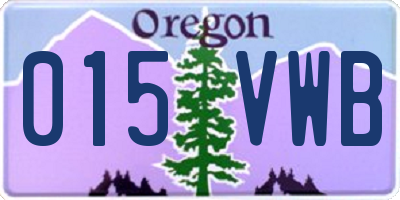 OR license plate 015VWB
