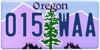 OR license plate 015WAA