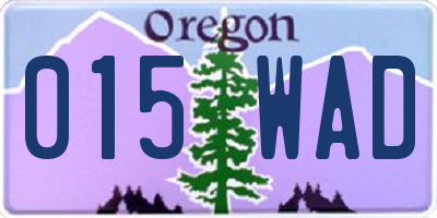 OR license plate 015WAD
