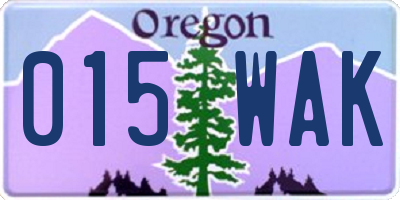 OR license plate 015WAK