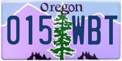 OR license plate 015WBT
