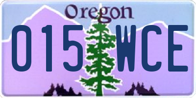OR license plate 015WCE
