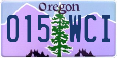 OR license plate 015WCI