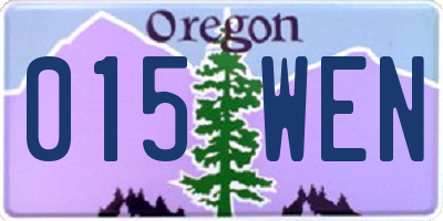 OR license plate 015WEN