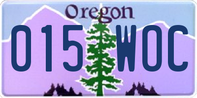 OR license plate 015WOC