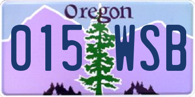 OR license plate 015WSB