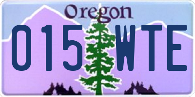 OR license plate 015WTE