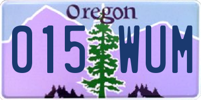 OR license plate 015WUM