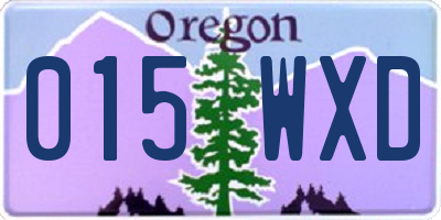 OR license plate 015WXD
