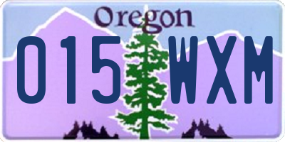 OR license plate 015WXM