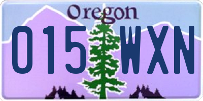 OR license plate 015WXN