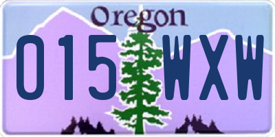 OR license plate 015WXW
