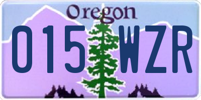OR license plate 015WZR