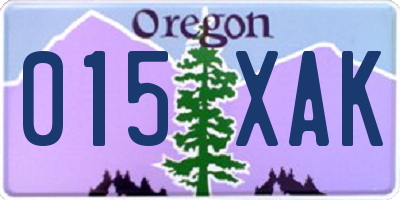 OR license plate 015XAK