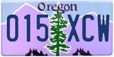 OR license plate 015XCW