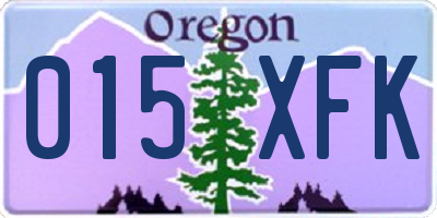 OR license plate 015XFK