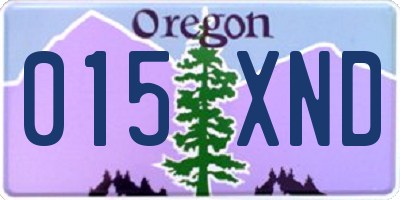 OR license plate 015XND
