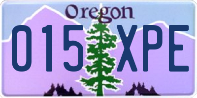 OR license plate 015XPE