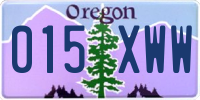 OR license plate 015XWW
