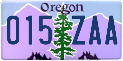 OR license plate 015ZAA