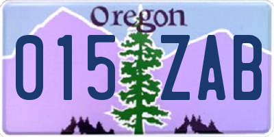 OR license plate 015ZAB